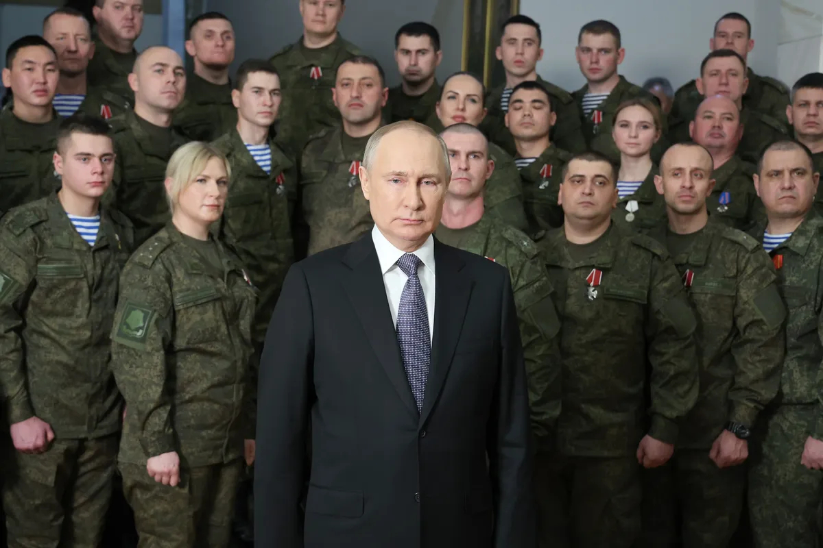 Putin’s 2022 New Year’s address. Photo: EPA-EFE/MIKHAEL KLIMENTYEV/SPUTNIK/KREMLIN POOL