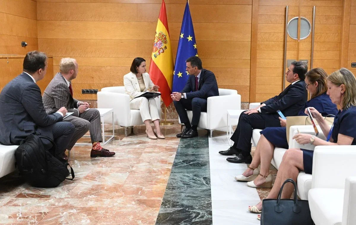 Sviatlana Tikhanouskaya meeting with Spanish Prime Minister Pedro Sánchez. Photo: Telegram