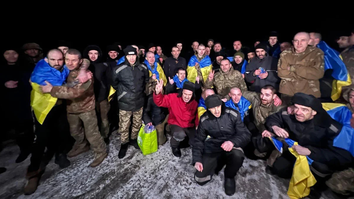 Ukrainian POWs released in the prisoner swap with Russia on 3 January that Kulko was freed in. Photo: Dmytro Lubinets / <a href="https://www.facebook.com/share/p/87rJ16tJFnmLDdd4/">Facebook</a>