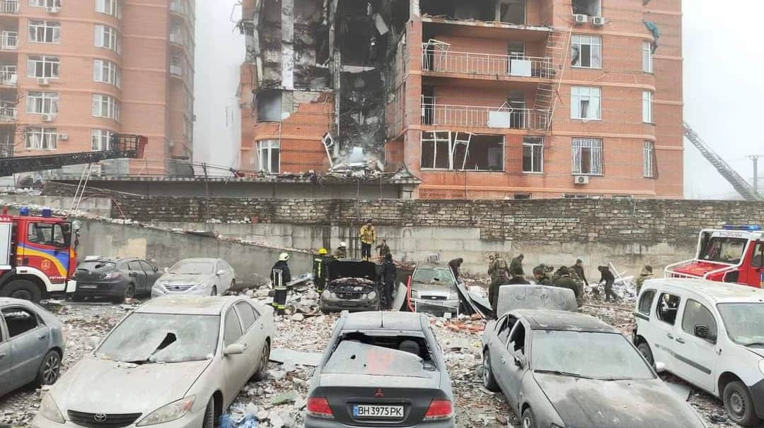 The aftermath of the attack on Odesa. Photo: Ukrainian Interior Ministry