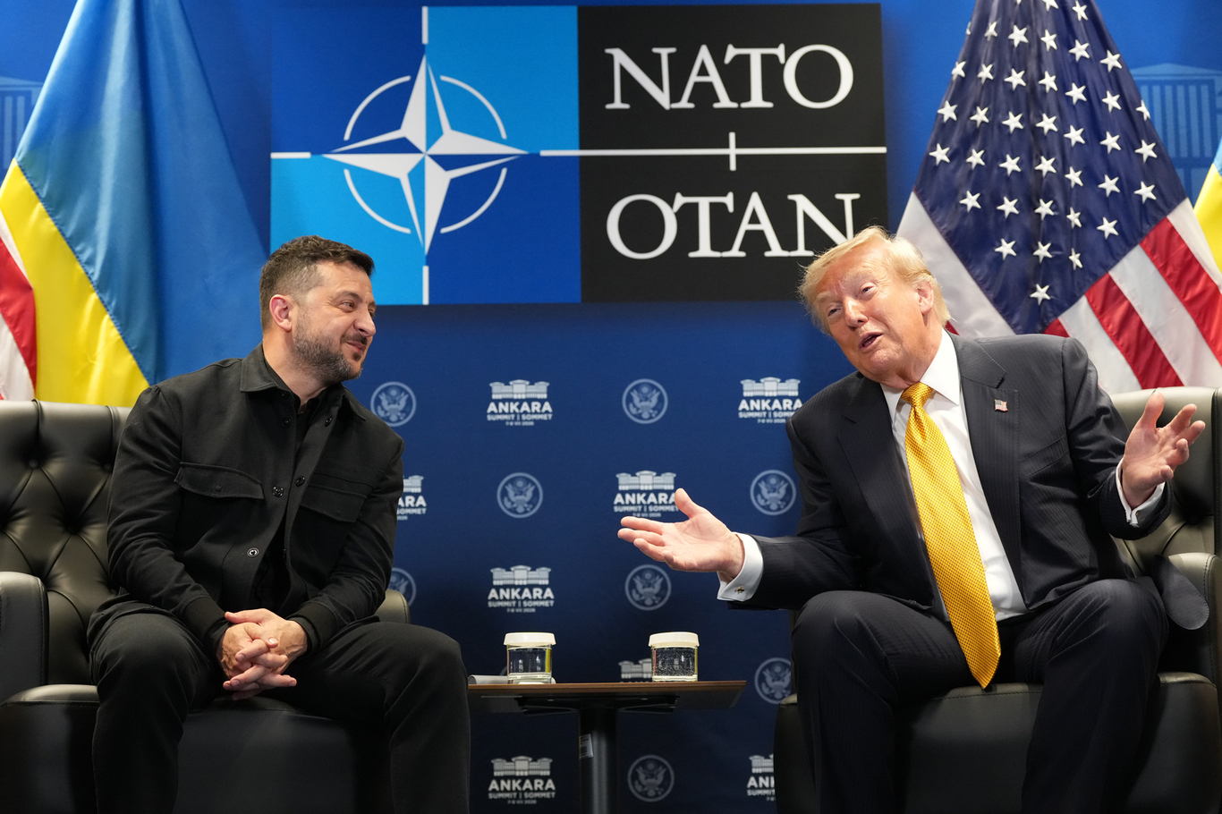 Президент США Дональд Трамп на встрече с президентом Украины Владимиром Зеленским на полях саммита НАТО в Анкаре, Турция, 8 июля 2026 года. Фото: Alex Brandon / AP / Scanpix / LETA
