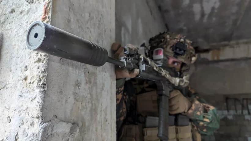 A member of the AFU’s NORD unit on combat training manoeuvres in Ukraine, July 2024. Photo: Combat Group NORD