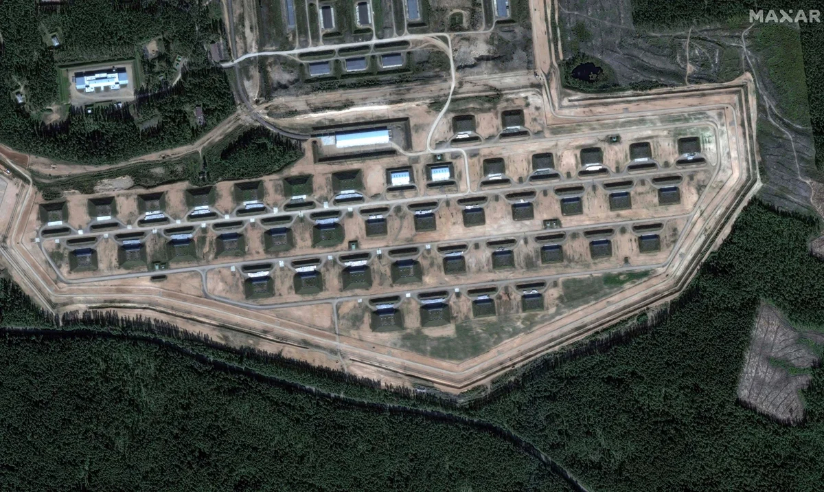 The ammunition depot in Toropets before the drone attack. Photo: Maxar Technologies / AP / Scanpix / LETA