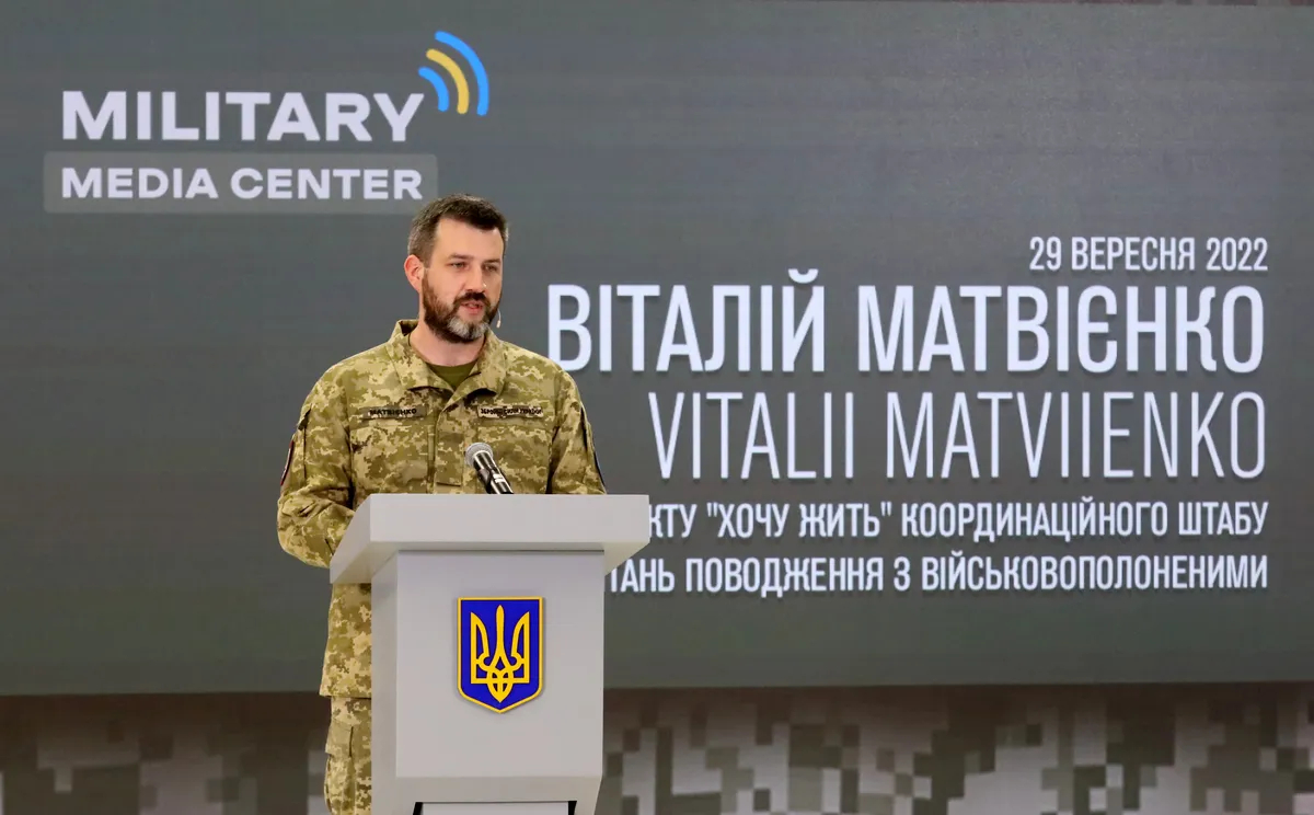 Спикер проекта «Хочу жить» Координационного штаба по обращению с военнопленными Виталий Матвиенко. Фото: Volodymyr Tarasov / Getty Images