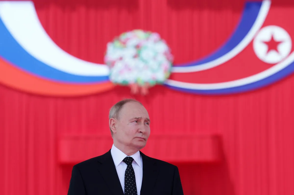 Putin during the official welcome ceremony in Pyongyang, 19 June 2024. Photo: EPA-EFE/ VLADIMIR SMIRNOV / SPUTNIK / KREMLIN 