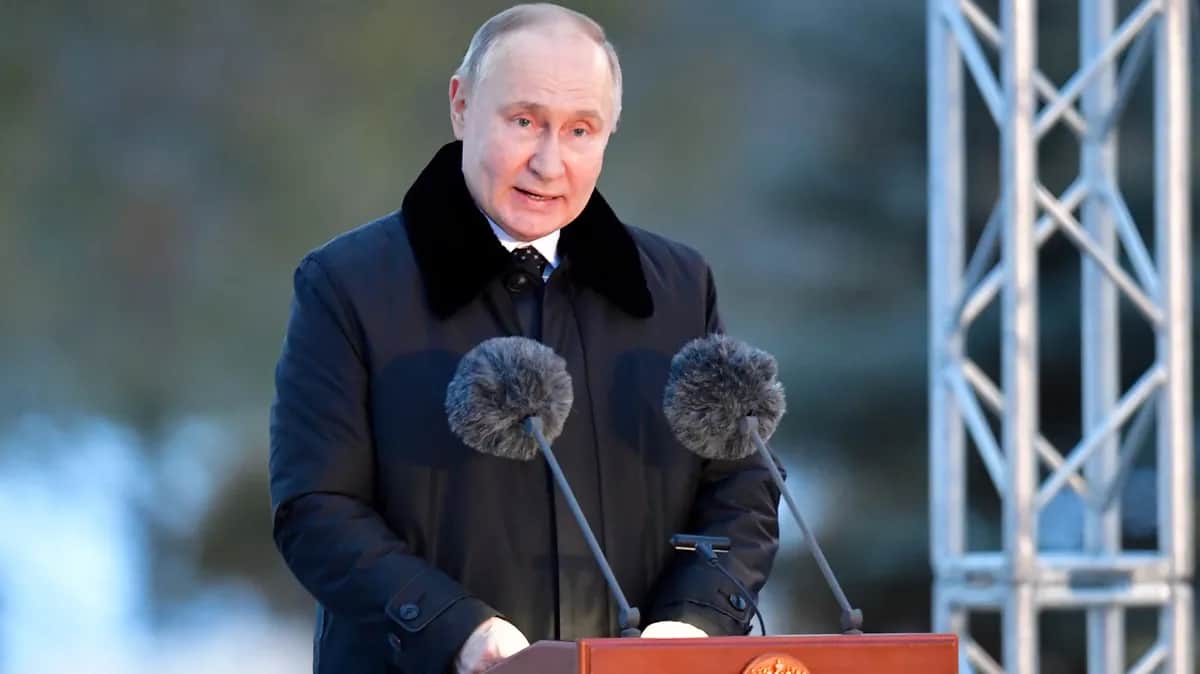 Russian President Vladimir Putin attending opening of Great Patriotic War victims' memorial on 26 January 2024. Photo: OLGA MALTSEVA / POOL