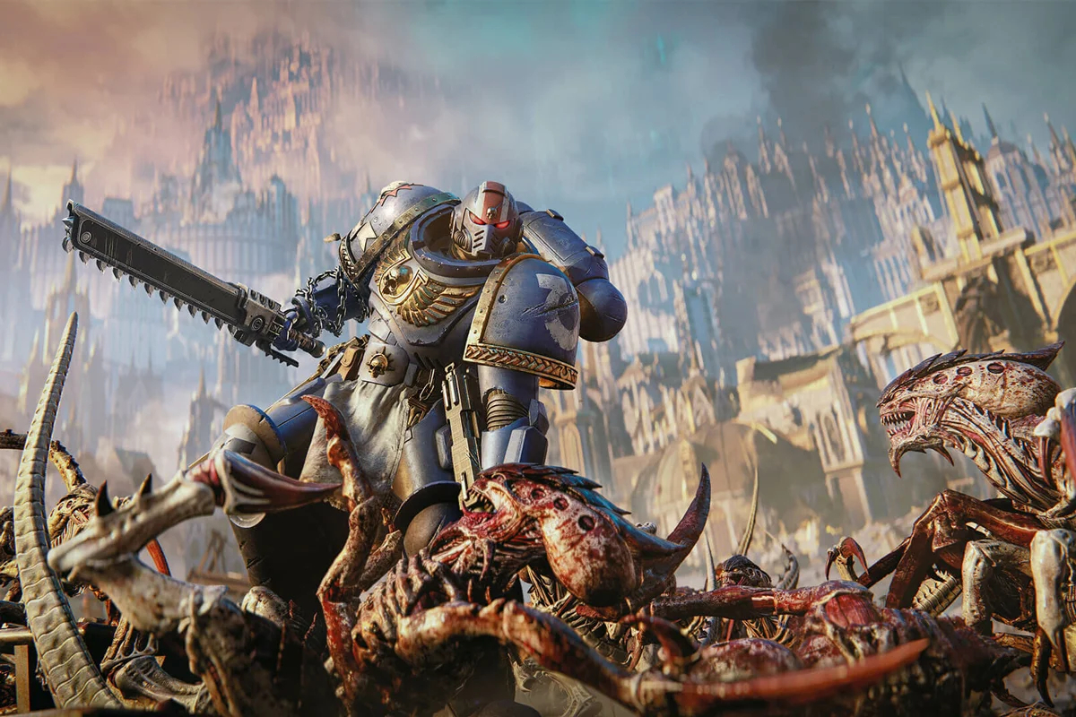 Space Marine 2 — самая успешная и популярная игра по Warhammer 40,000 в Steam: на пике в нее одновременно <a href="https://steamdb.info/app/2183900/charts/" rel="noopener noreferrer" title="https://steamdb.info/app/2183900/charts/">играли</a> более 225 тысяч игроков. Кадр: <a href="https://www.xbox.com/ru-RU/games/store/warhammer-40000-space-marine-2/9N9PCZWHVP2L" rel="noopener noreferrer" title="https://www.xbox.com/ru-RU/games/store/warhammer-40000-space-marine-2/9N9PCZWHVP2L">Focus Entertainment</a>