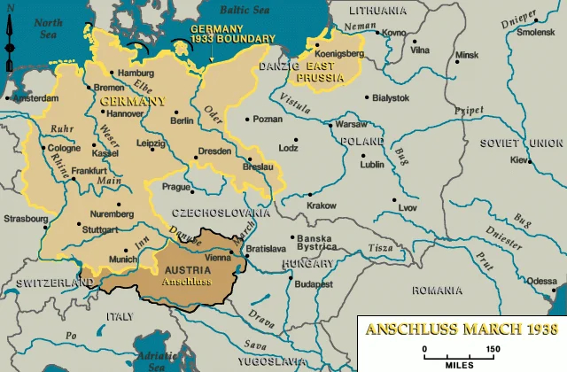 Аншлюс, март 1938 года. Фото: <a href="https://encyclopedia.ushmm.org/content/ru/article/nazi-territorial-aggression-the-anschluss">US Holocaust Memorial Museum</a>