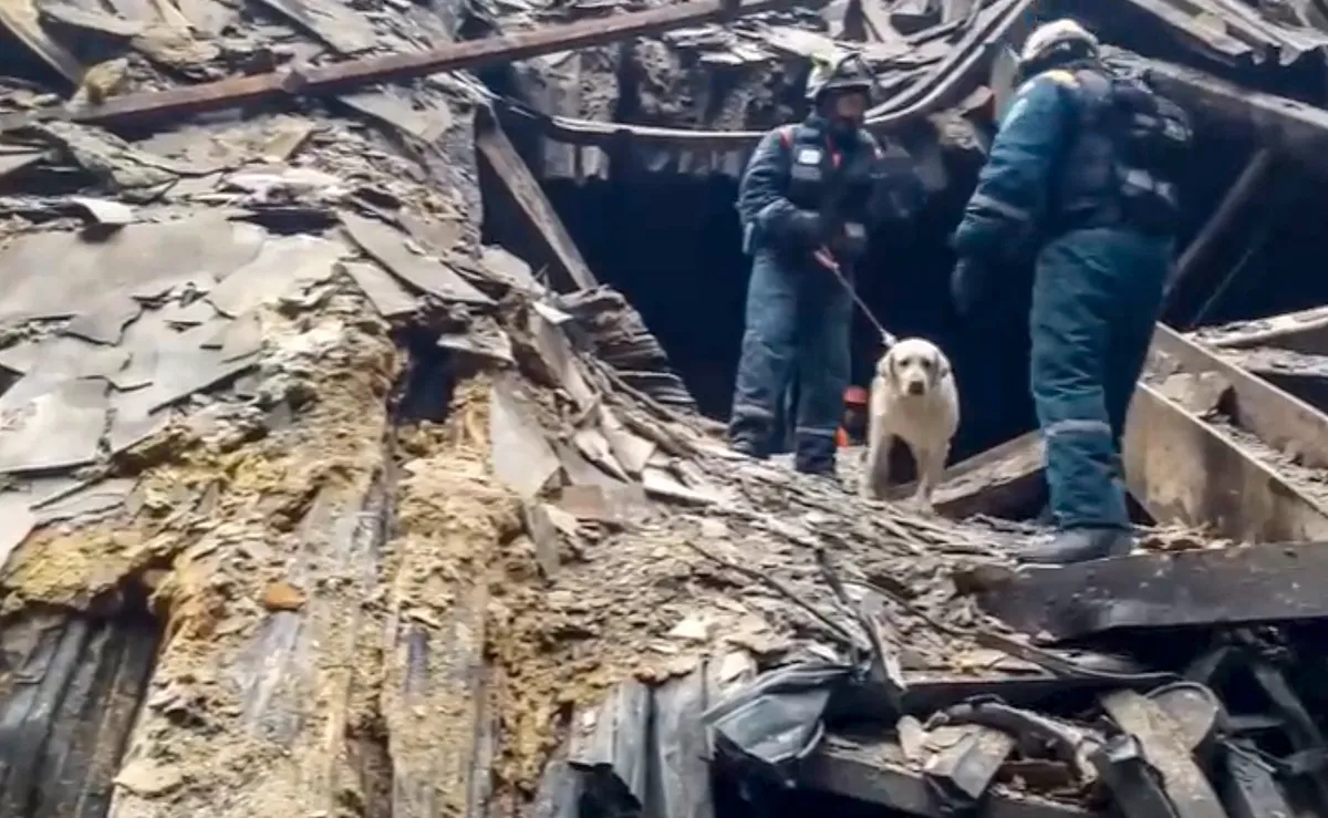 Rescue works at Crocus City Hall after terrorist attack, 25 March 2024. Photo: RUSSIAN EMERGENCIES MINISTRY HANDOUT