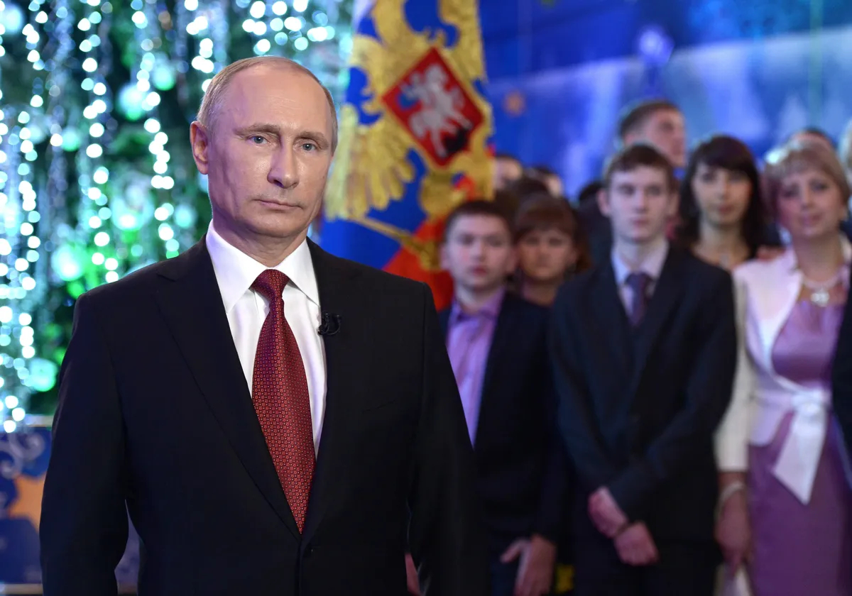 Putin makes his 2013 New Year address to the nation in the far eastern city of Khabarovsk. Photo: EPA/ALEKSEY NIKOLSKYI/POOL