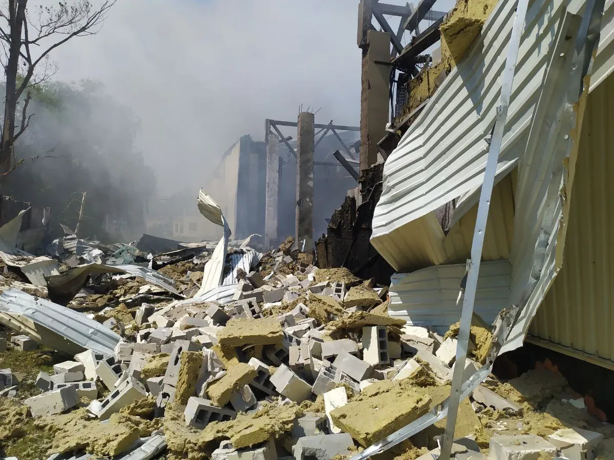Aftermath of the missile strikes on Kharkiv. Photo: Volodymyr Zelensky’s Telegram channel 