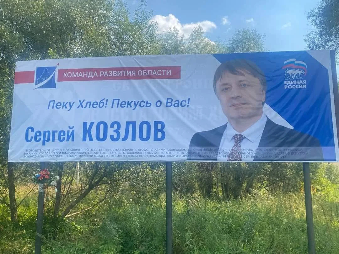 Агитационный плакат на выборах в Заксобрание Владимирской области. Фото: Facebook