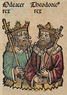 Одоакр и Теодорих. Фото: <a href="https://commons.wikimedia.org/w/index.php?curid=4419615">Wikimedia Commons</a>, Michel Wolgemut, Wilhelm Pleydenwurff