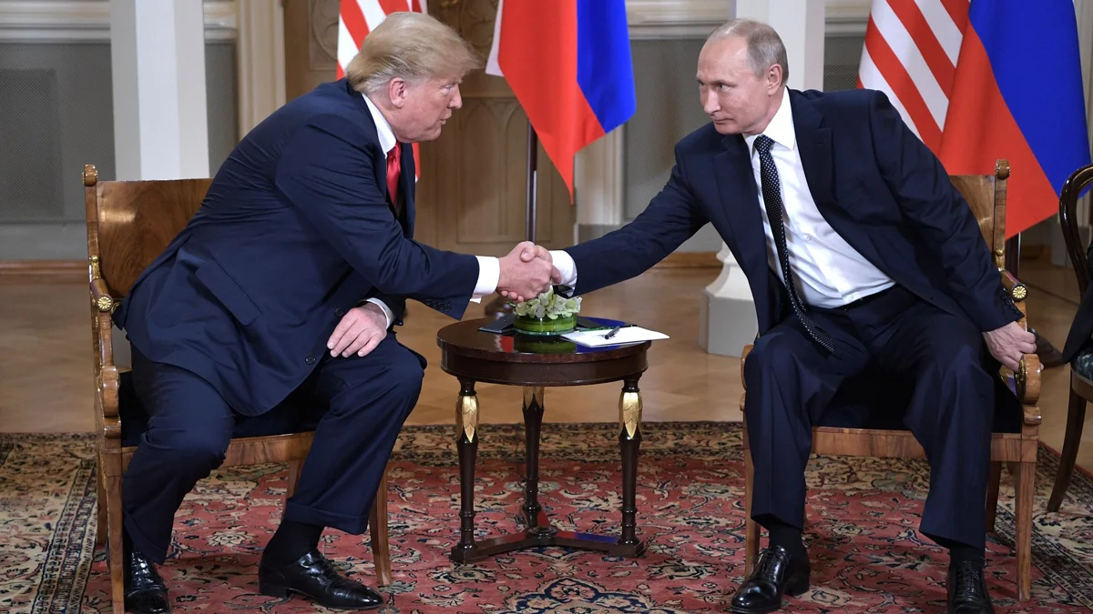 Владимир Путин и Дональд Трамп на встрече в Хельсинки 16 июля 2018 года. Фото: Kremlin