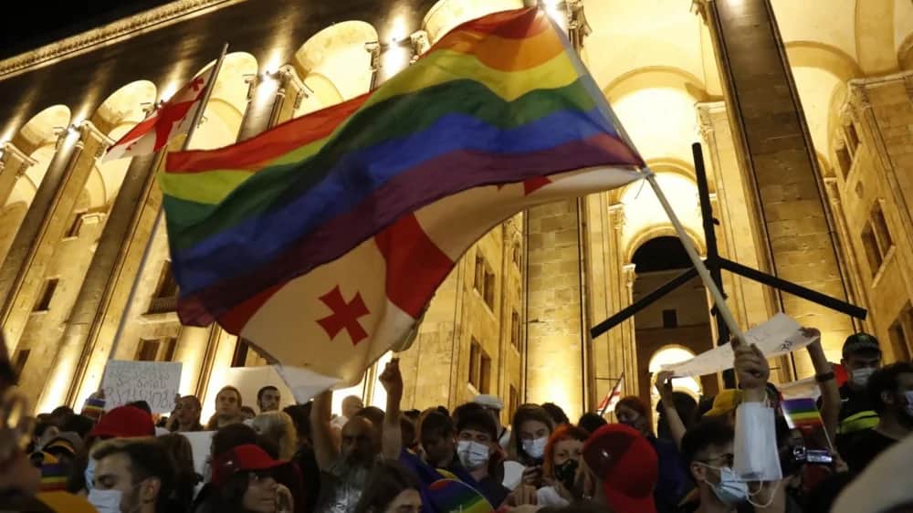 A rally in support of the LGBT community in Tbilisi, July 2021. Photo: EPA-EFE/ZURAB KURTSIKIDZE