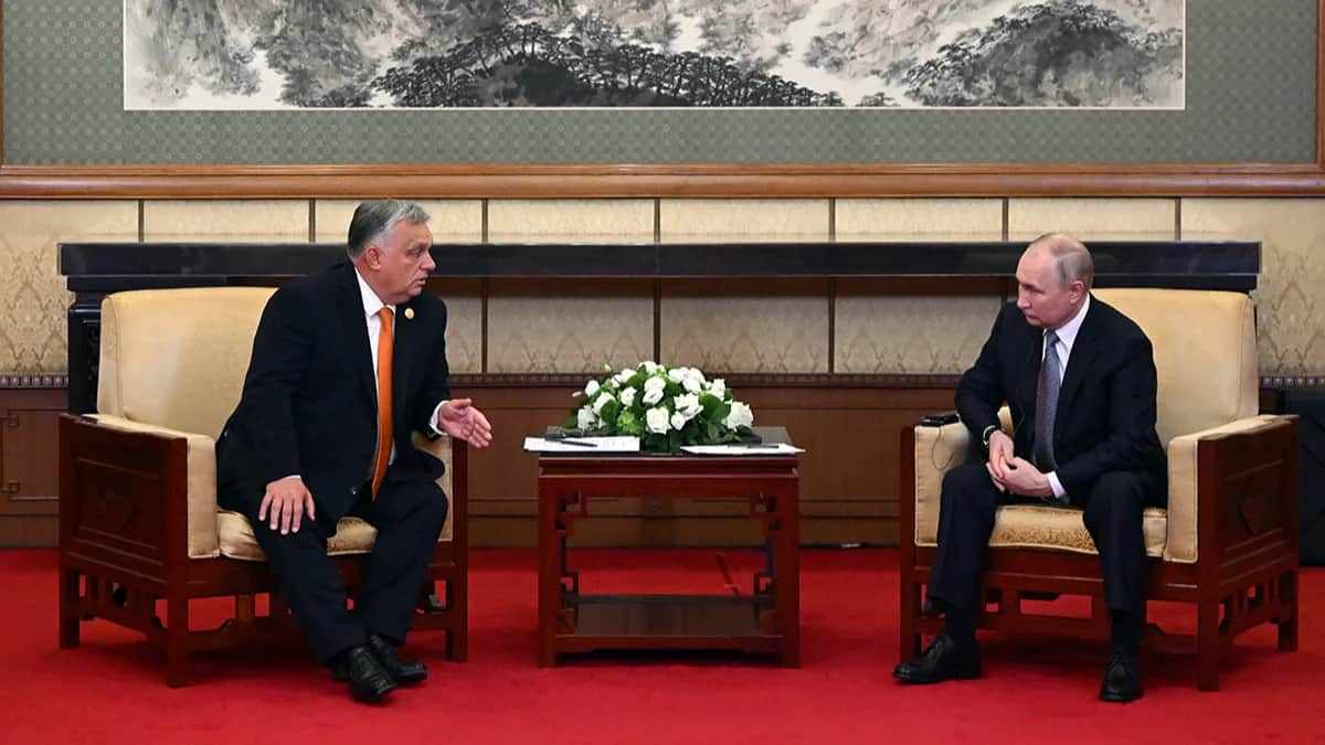 Владимир Путин и Виктор Орбан на форуме «Один пояс — один путь» в Пекине, Китай, 17 октября 2023 года. Фото: Григорий Сысоев / Спутник / Kremlin Pool / EPA-EFE