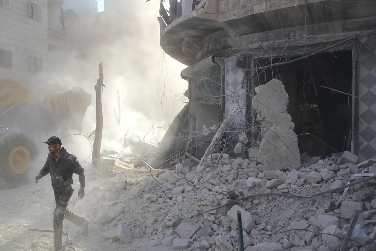 Aftermath of the bombing of Aleppo, November 2015. Photo: NurPhoto / NurPhoto / Getty Images