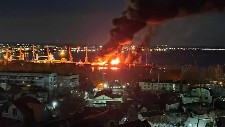 Ukraine destroys Russian landing ship in annexed Crimea