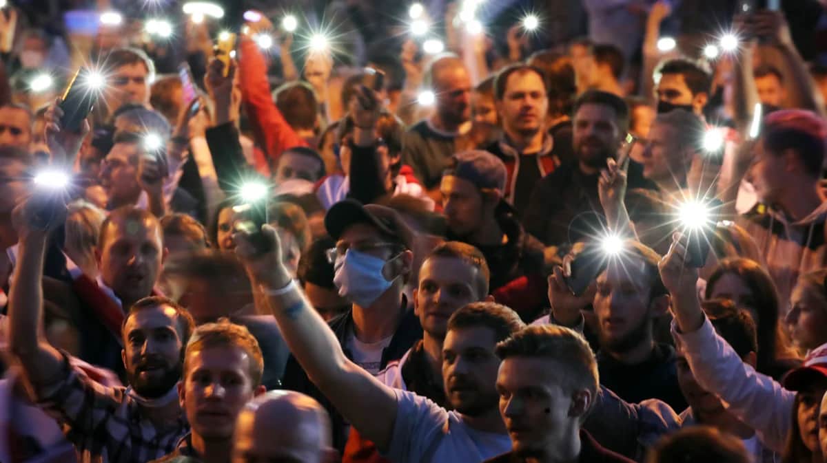Акция протеста против результатов президентских выборов в Минске, 25 августа 2020 года. Фото: Татьяна Зенькович / EPA-EFE