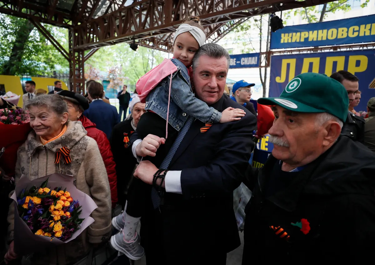 Slutsky attends a Victory Day rally in Moscow, 9 May 2023. Photo: EPA-EFE/YURI KOCHETKOV