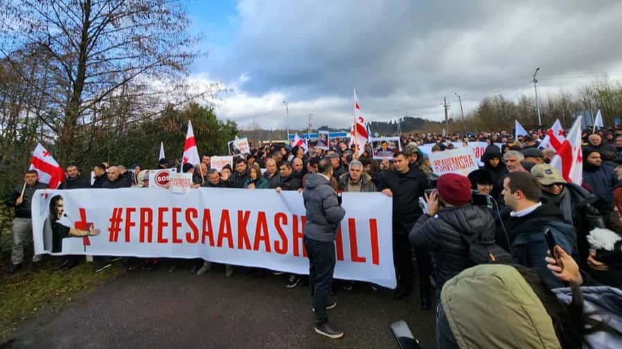 Акция протеста Save Misha в Шекветили, Грузия. Фото: Twitter