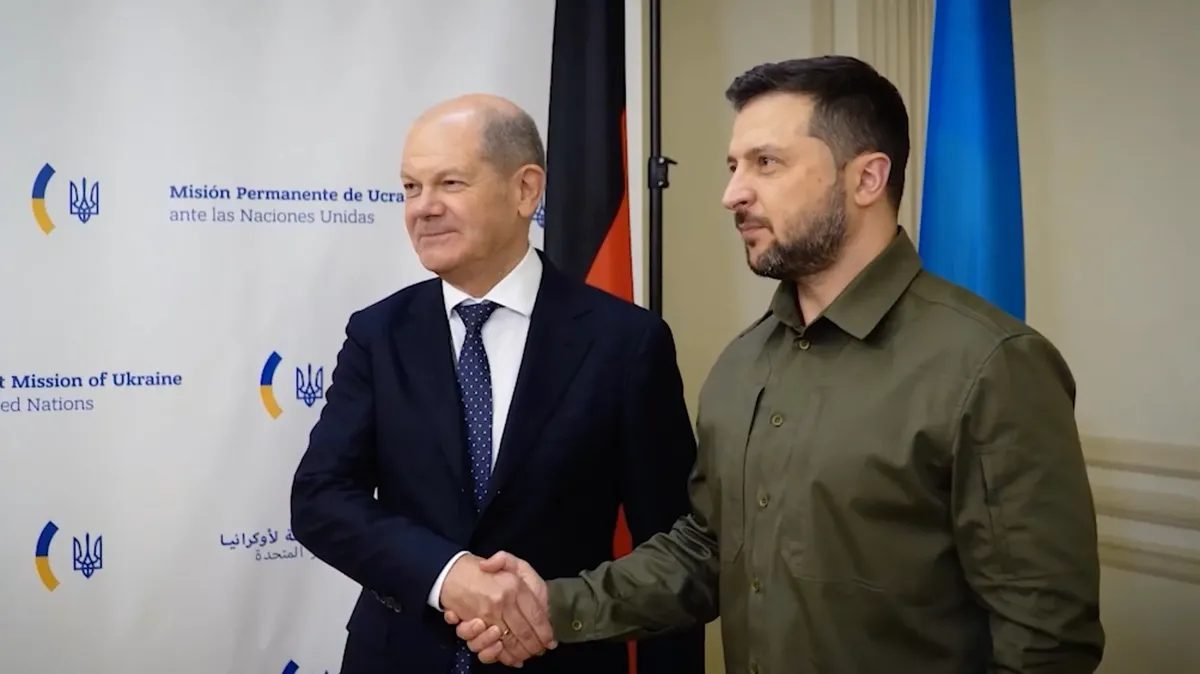 Встреча Владимира Зеленского и Олафа Шольца. Фото: скрин <a href="https://t.me/V_Zelenskiy_official/7900">видео</a>