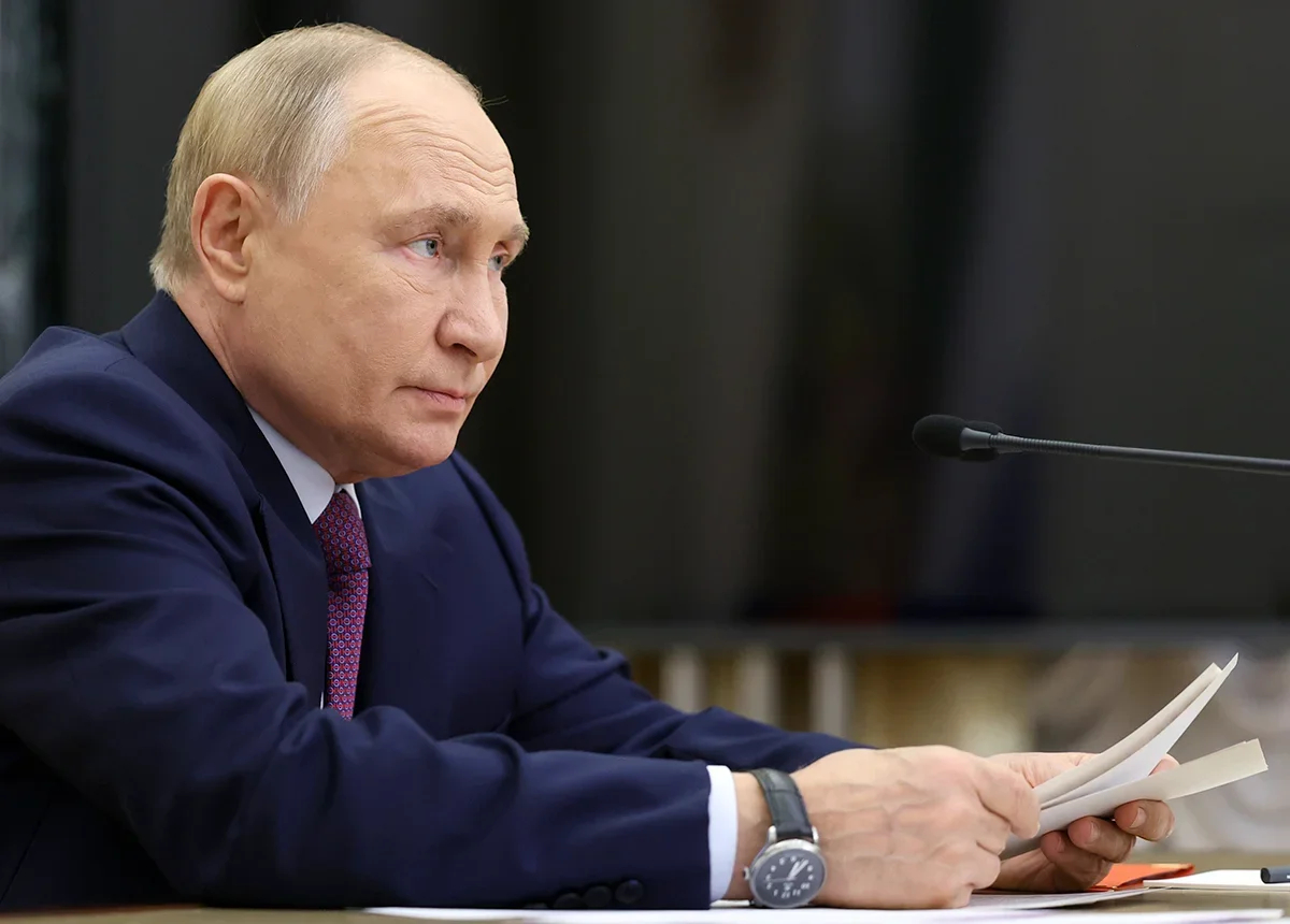 Vladimir Putin at a Security Council meeting on nuclear deterrence in the Kremlin. Photo: Alexander Kazakov / Sputnik / Kremlin Pool Photo via AP / Scanpix