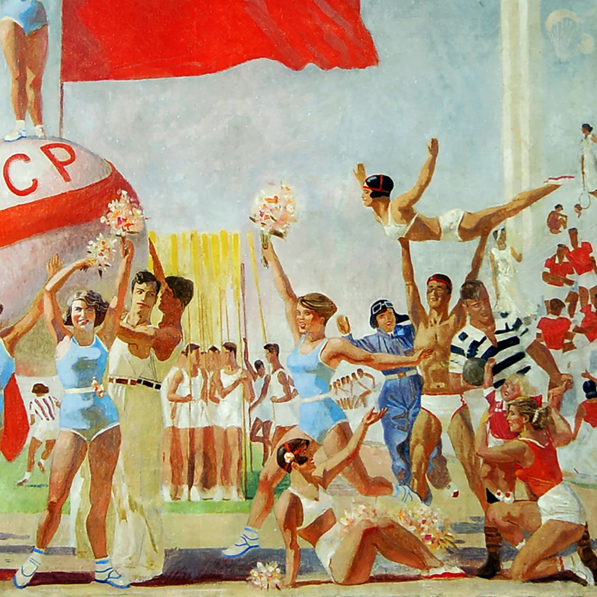 Александр Самохвалов. Советская физкультура, 1936. Панно для советского павильона на Международной выставке 1937 года в Париже. Общественное достояние / Wikimedia