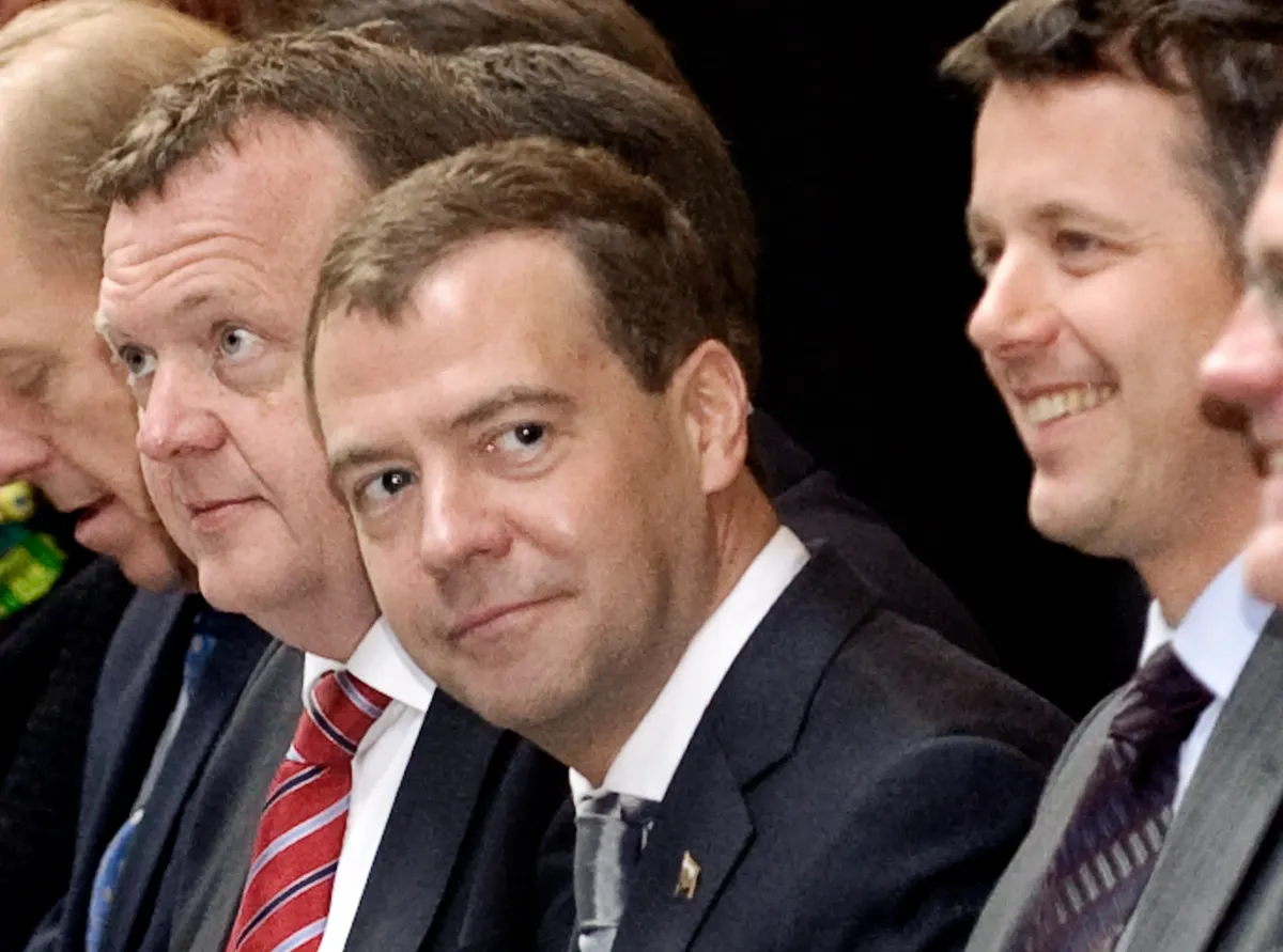 Дмитрий Медведев на деловой конференции в пивоварне Carlsberg в Копенгагене, Дания, апрель 2010 г. Фото: EPA/Jens Nørgaard Larsen 