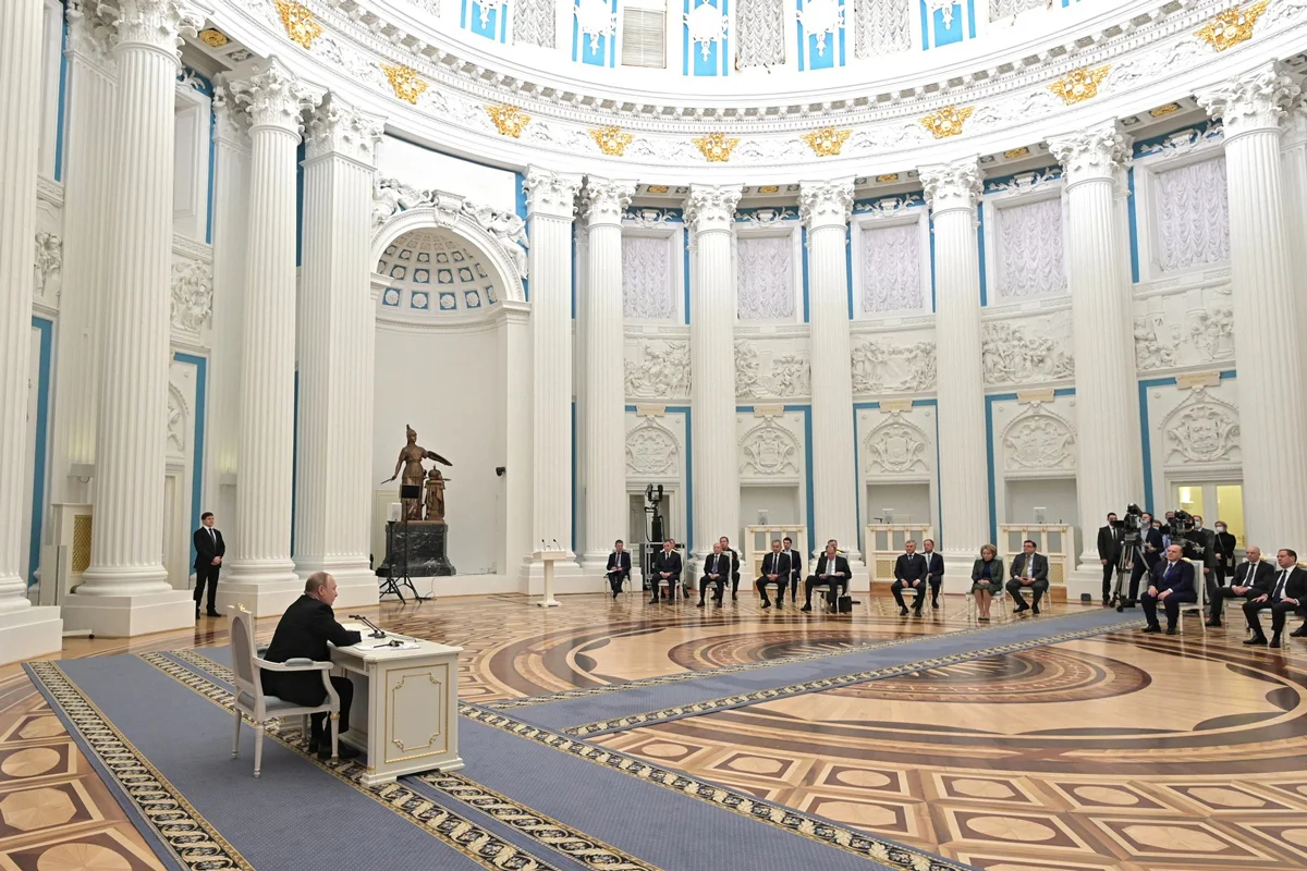 Заседание Совета безопасности, Москва, 21 февраля 2022 года. Фото: Kremlin