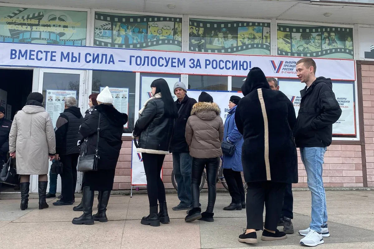 A polling station in the Kherson region, 17 March 2024. Photo: izbirkomherson / Telegram