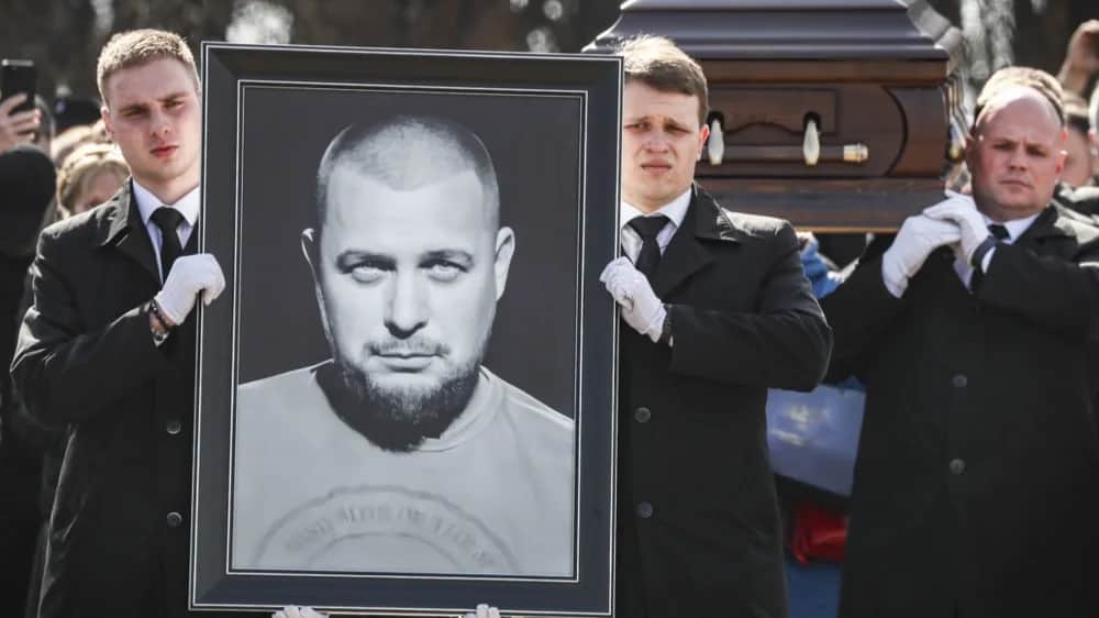 Vladlen Tatarsky<strong>’</strong>s funeral ceremony in Moscow, 8 March 2023. Photo: EPA-EFE/YURI KOCHETKOV