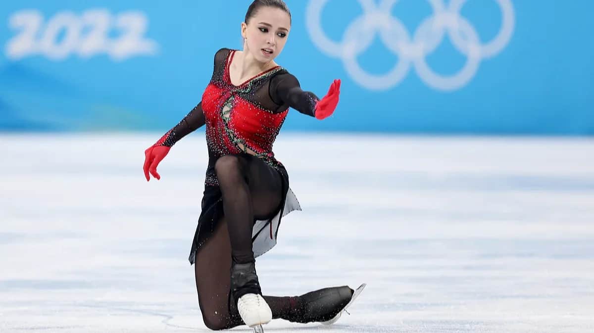 Kamila Valieva competing in the women’s free skating category at the Beijing Winter Olympic Games, 17 February 2022. Photo: Matthew Stockman / Getty Images