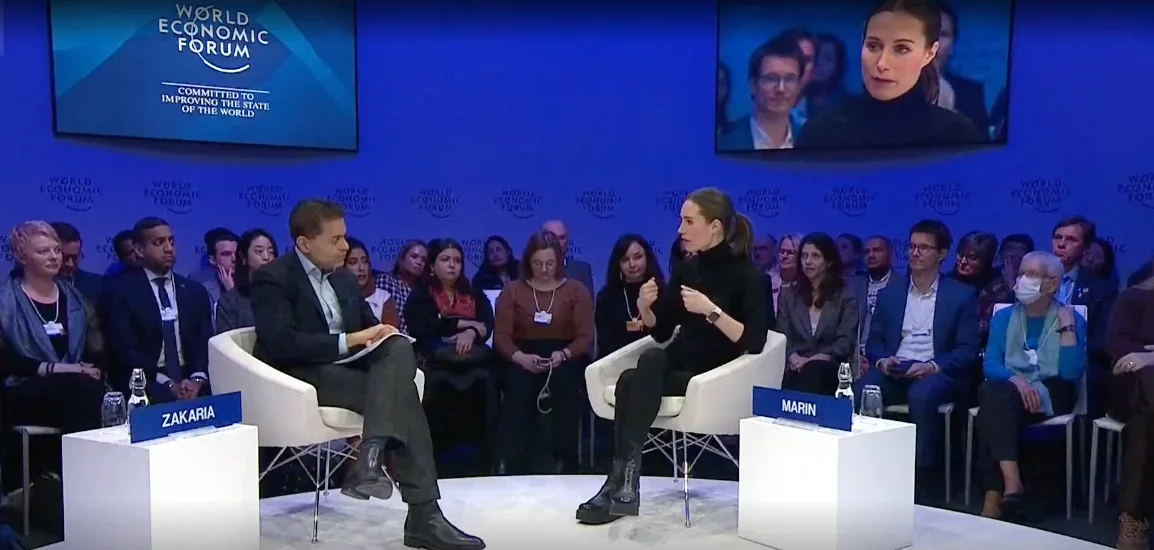 Finnish PM Sanna Marin’s interview with CNN. Photo: screenshot of the <a href="https://yle.fi/a/74-20013355">video</a>
