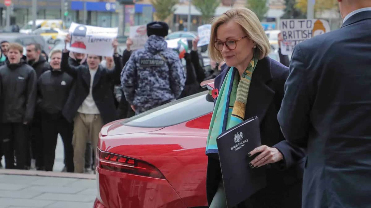 UK ambassador Deborah Bronnert arriving at the Russian Foreign Ministry in Moscow last November. Photo: EPA-EFE / MAXIM SHIPENKOV