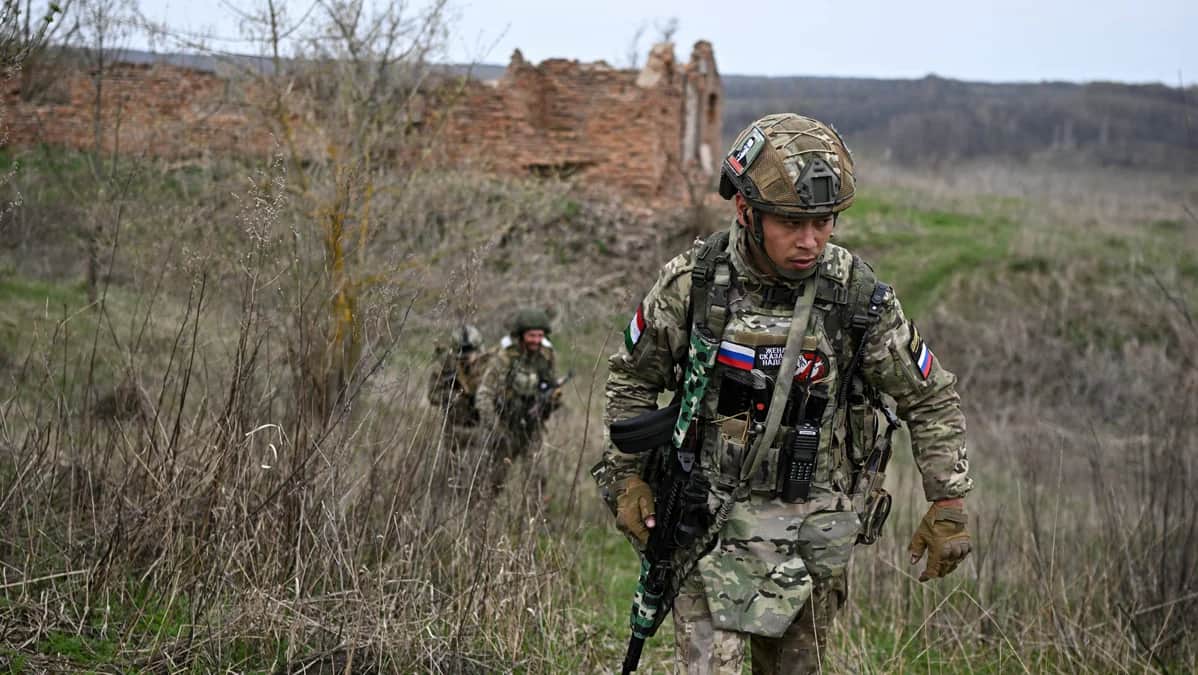 Российские военнослужащие в Курской области, 17 апреля 2025 года. Фото: Сергей Бобылев / Спутник / Imago Images / Scanpix / LETA
