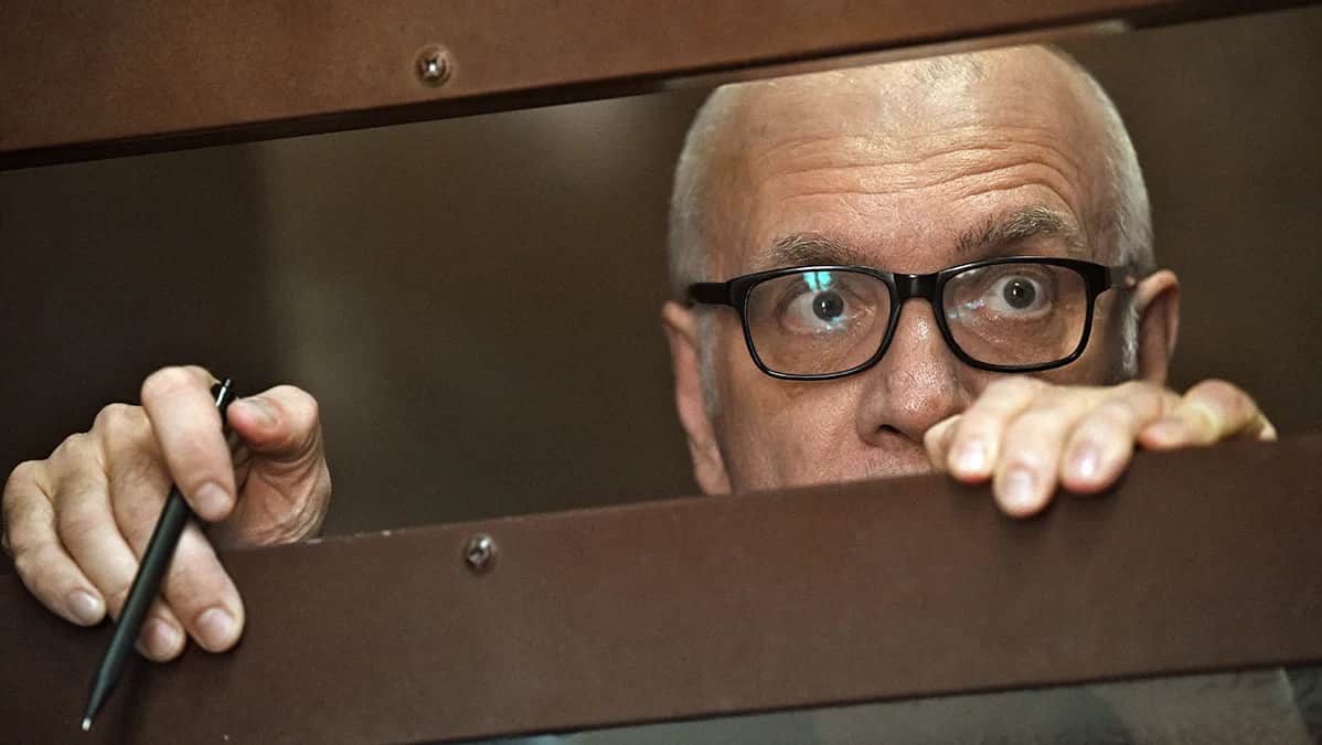 Адвокат и защитник Ивана Сафронова, обвиняемого в государственной измене, Дмитрий Талантов во время заседания Черемушкинского районного суда по делу о распространении фейков о Вооруженных силах России, Москва, 19 августа 2022. Фото: Александр Казаков /&nbsp; Sipa USA / Kommersant / Vida Press