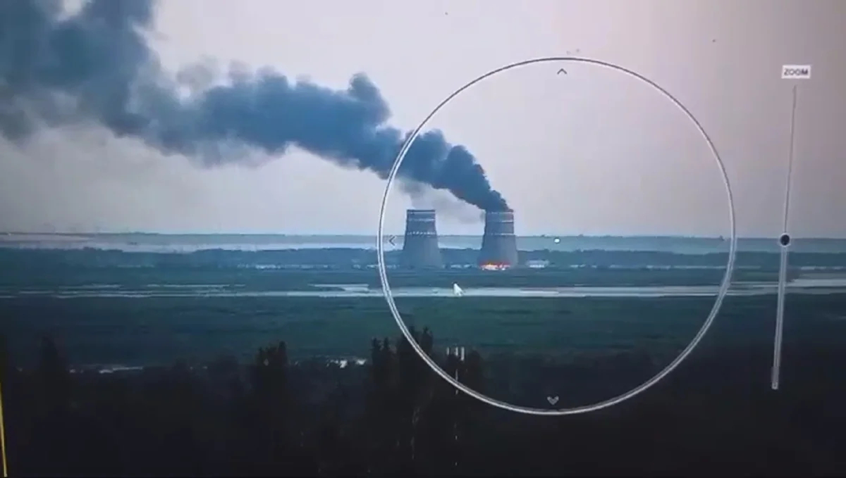 Пожар на Запорожской АЭС, Украина, 11 августа 2024 года. Фото: пресс-служба Владимира Зеленского / <a data-sk="tooltip_parent" data-stringify-link="https://t.me/V_Zelenskiy_official/11345" href="https://t.me/V_Zelenskiy_official/11345" rel="noopener noreferrer" target="_blank">Telegram</a>