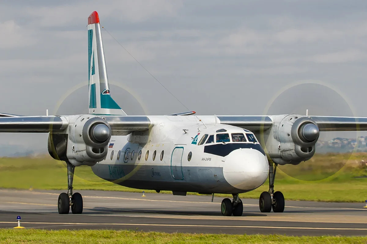 The Antonov-24 RA-47315 aircraft. Photo: <a data-sk="tooltip_parent" data-stringify-link="http://russianplanes.net" href="http://russianplanes.net/" rel="noopener noreferrer" target="_blank">russianplanes.net</a>