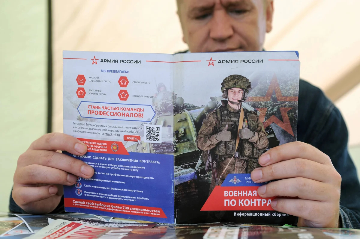 В мобильном призывном пункте в Тамбовской области, Россия, 9 июля 2023 года. Фото: Алексей Сухоруков / Спутник / Imago Images / SNA / Scanpix / LETA