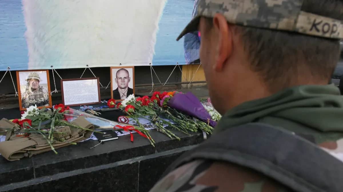Memorial to Yevgeny Prigozhin and Dmitry Utkin. Photo: Vladimir Alexandrov / Anadolu Agency / Getty Images