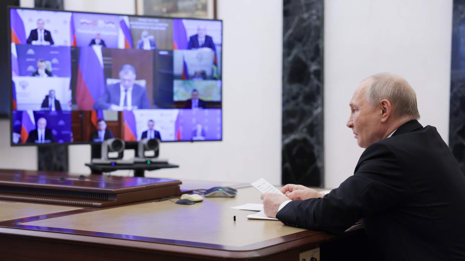 Vladimir Putin chairs a government meeting via video conference at the Kremlin, 23 June 2026. Photo: EPA/ GAVRIIL GRIGOROV / SPUTNIK / KREMLIN POOL