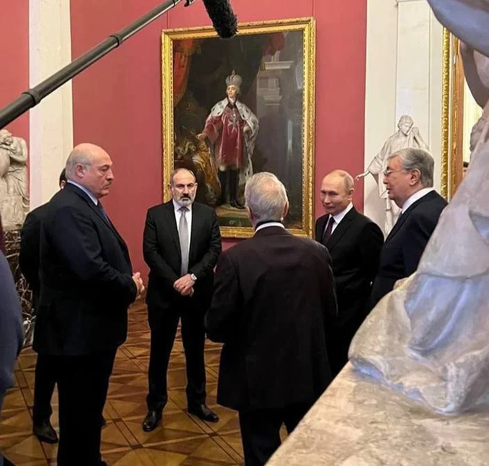 Leaders of Belarus, Armenia, Russia, and Kazakhstan (left to right) at the informal CIS summit in St. Petersburg. Photo: Pul Pervovo Telegram channel.