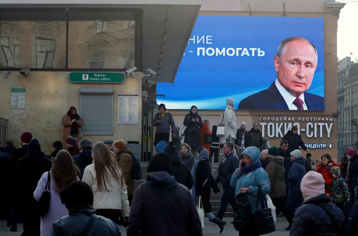Preparations for Russian presidential election in St. Petersburg, 14 March 2024. Photo: ANATOLY MALTSEV