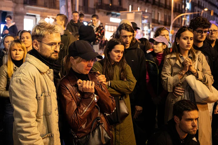 Акция памяти Алексея Навального в Барселоне, 1 марта 2024 года. Фото: Marc Asensio Clupes / ZUMA Press / Vida Press
