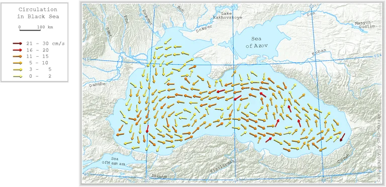 Карта течений Черного моря. Фото: <a href="https://www.eea.europa.eu/data-and-maps/figures/water-circulation-in-black-sea">EEA</a>