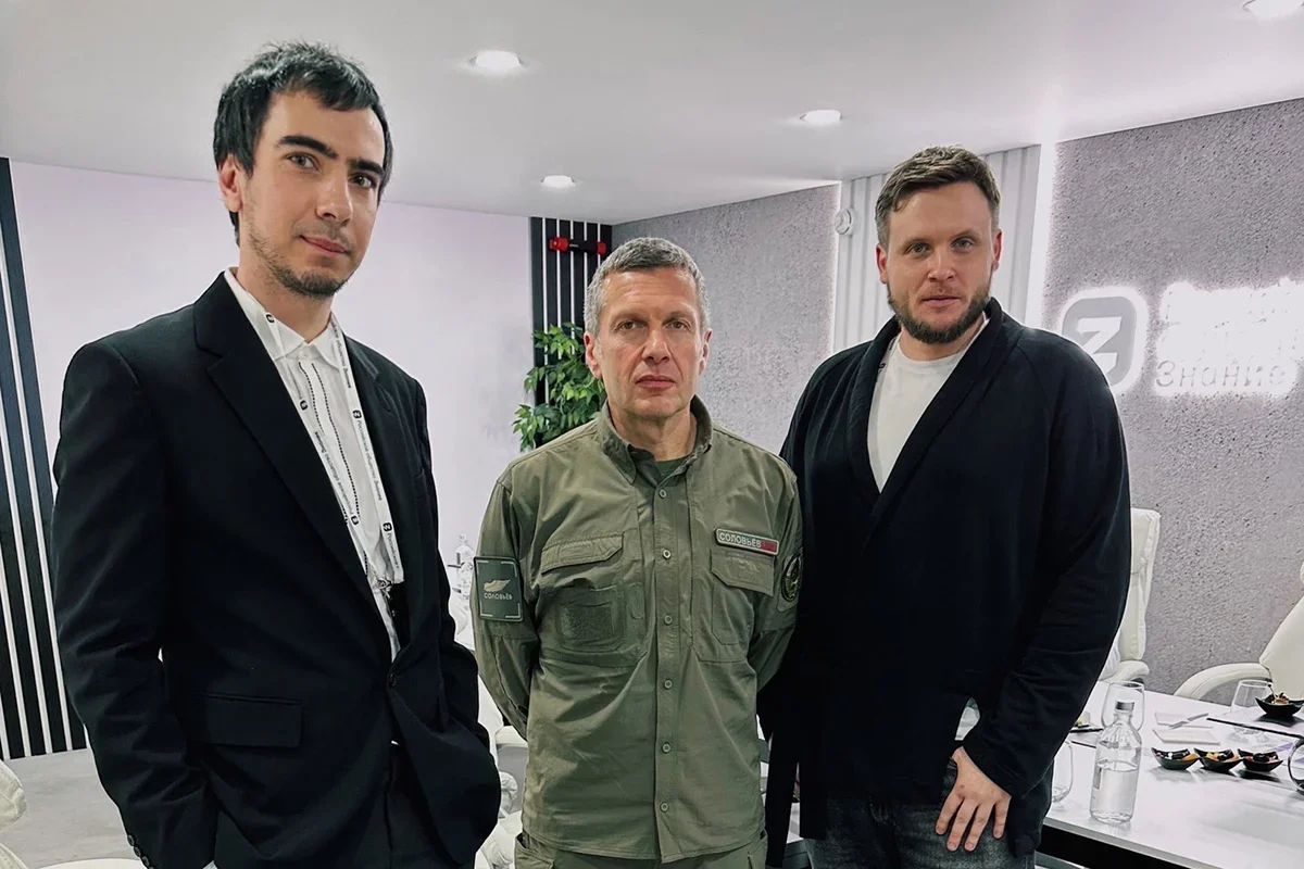 Vovan and Lexus with arch Russian propagandist Vladimir Solovyov, 26 April 2023. Photo: Vovan and Lexus / VK