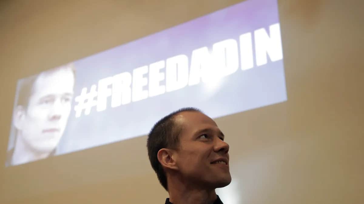 Following his release from prison, Ildar Dadin attends a meeting of his supporters at the Sakharov Museum in Moscow, 4 March 2017. Photo: EPA / MAXIM SHIPENKOV