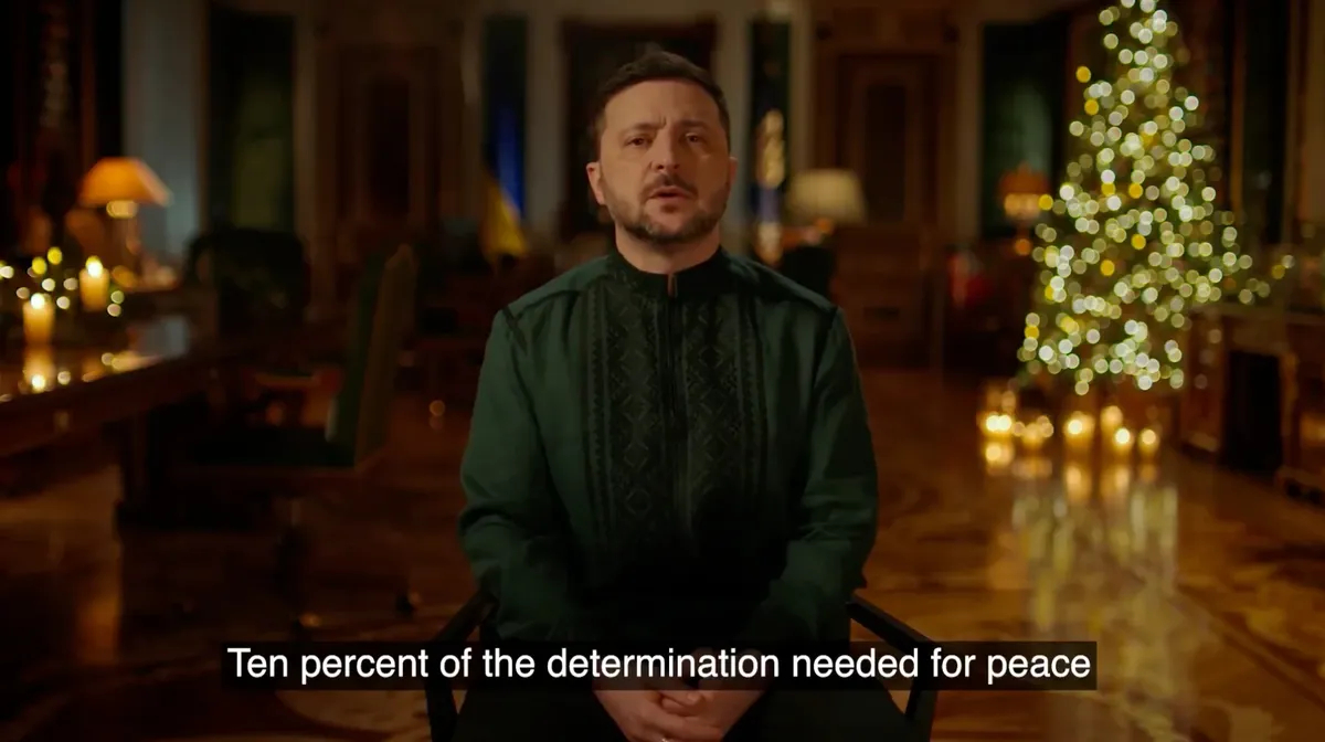 Ukrainian President Volodymyr Zelensky makes his New Year address, 31 December 2025. 