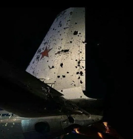 The damaged Il-22 plane. Photo: Fighterbomber / Telegram 